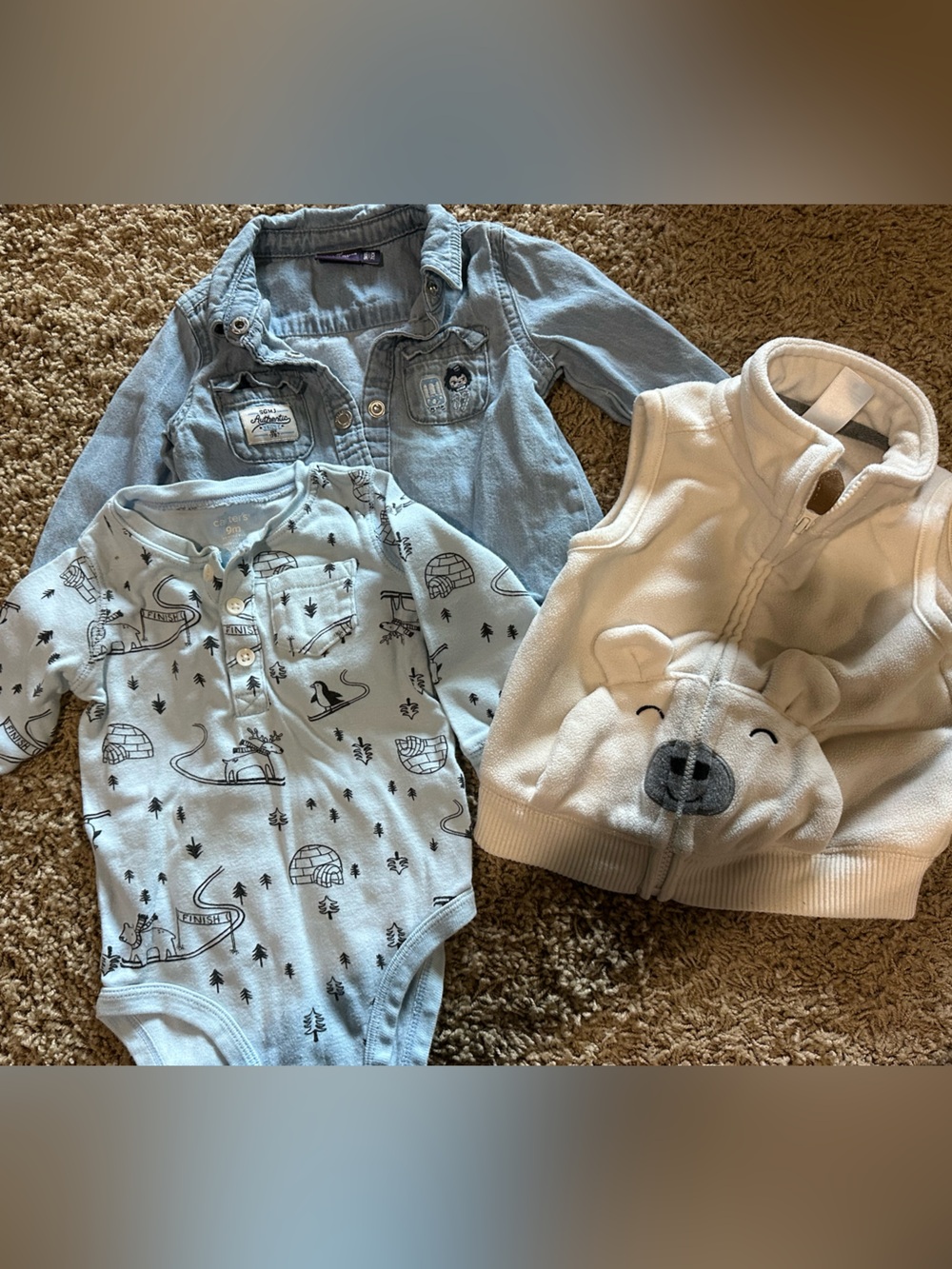 6-9 month bundle- button denim top from France